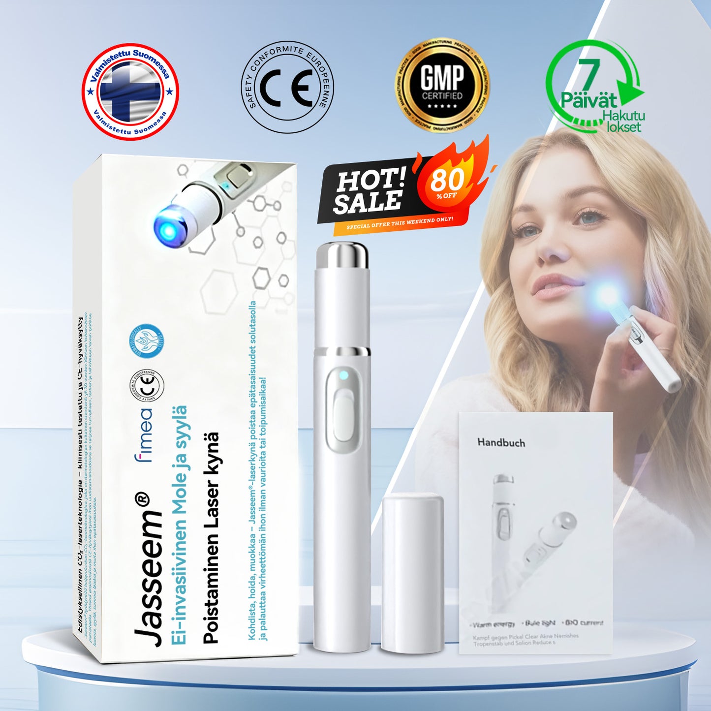 𝐉𝐚𝐬𝐬𝐞𝐞𝐦® lääkinnällisen tason laserpeni 💕 (käyttää hiilidioksidilasertekniikkaa – poistaa tehokkaasti luomet, syylät, ihotagit, pigmenttiläiskät ja muut ihon virheet)🏆